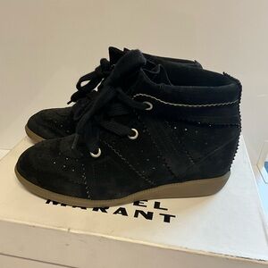 Isabel Marant Bobby Black Suede Leather Sneakers